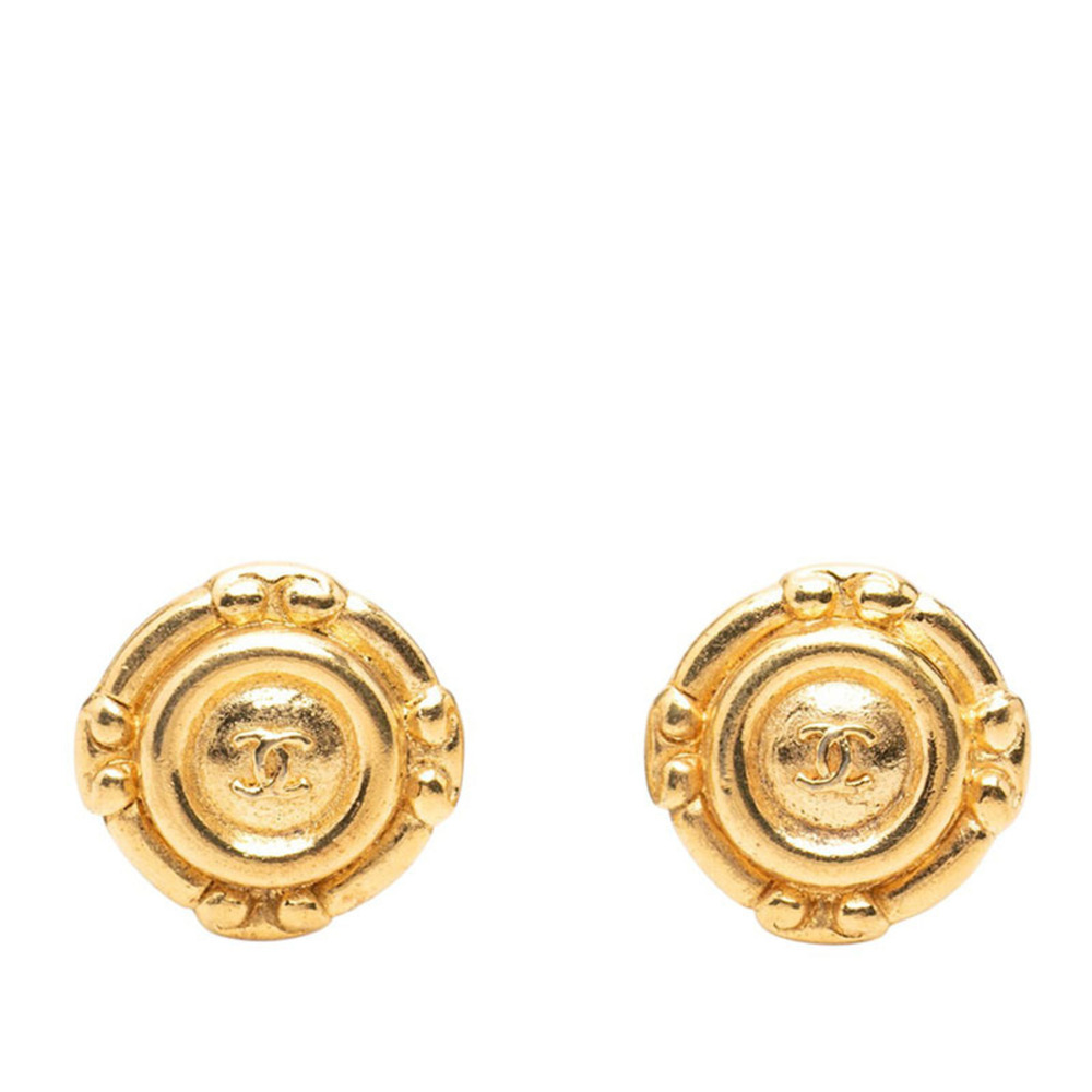 CHANEL Vintage Gold Logo Earrings